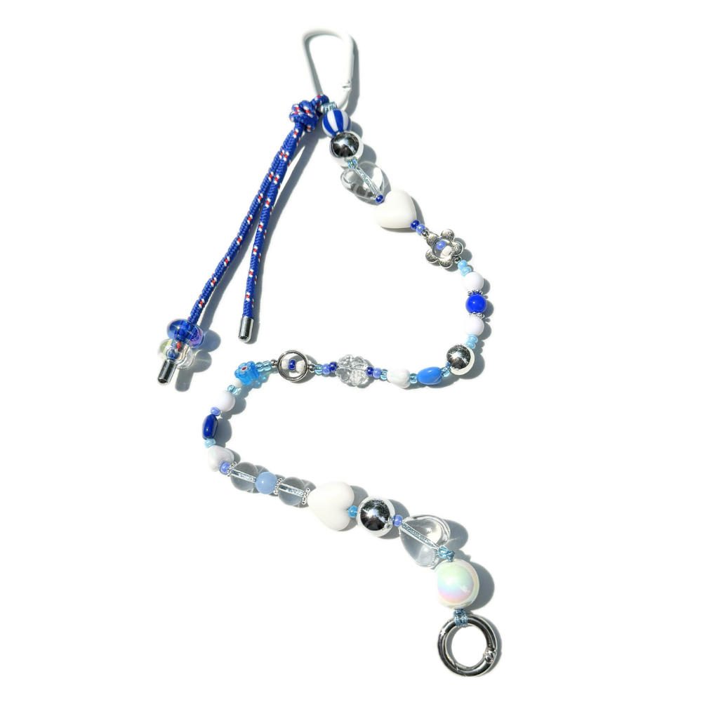 Nautical Bag Charm - Blue & White Seaside Keychain