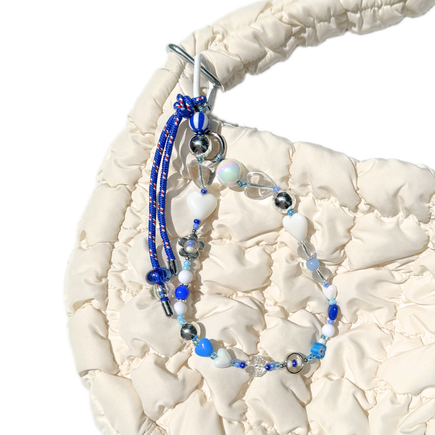 Nautical Bag Charm - Blue & White Seaside Keychain