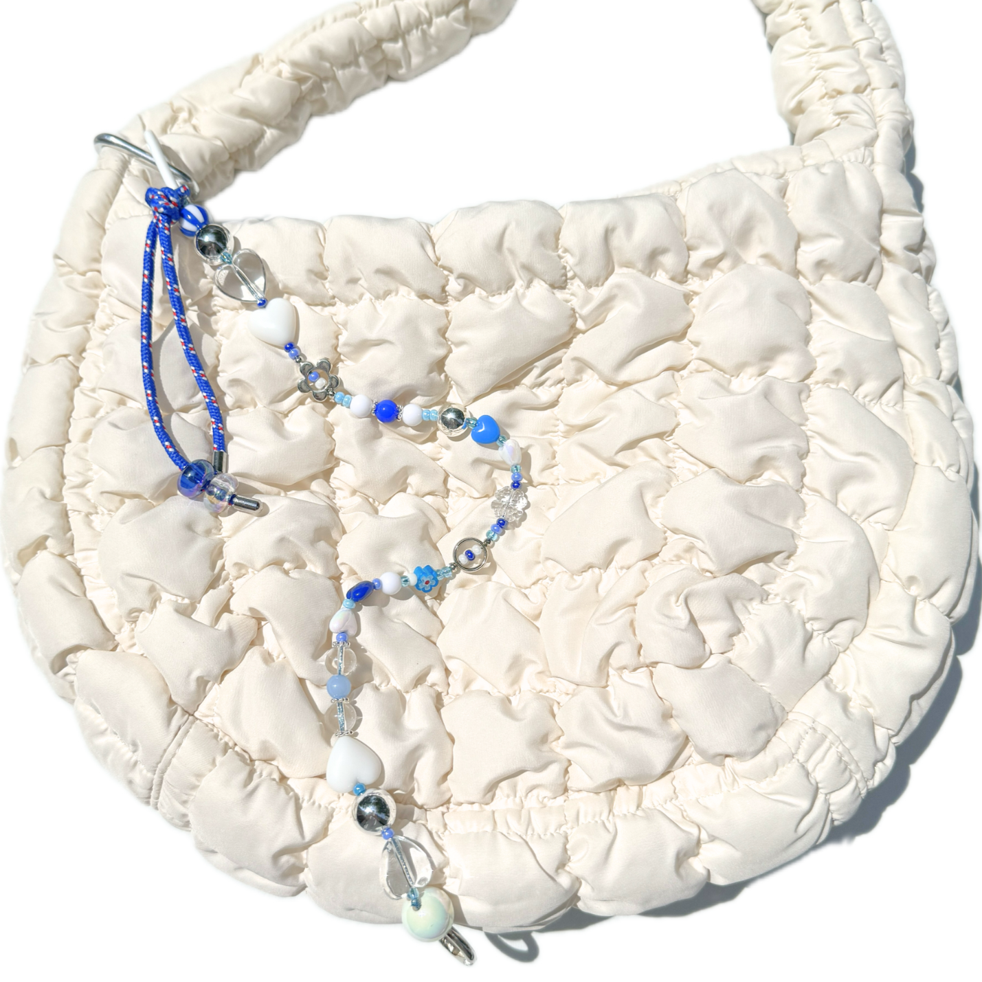 Nautical Bag Charm - Blue & White Seaside Keychain