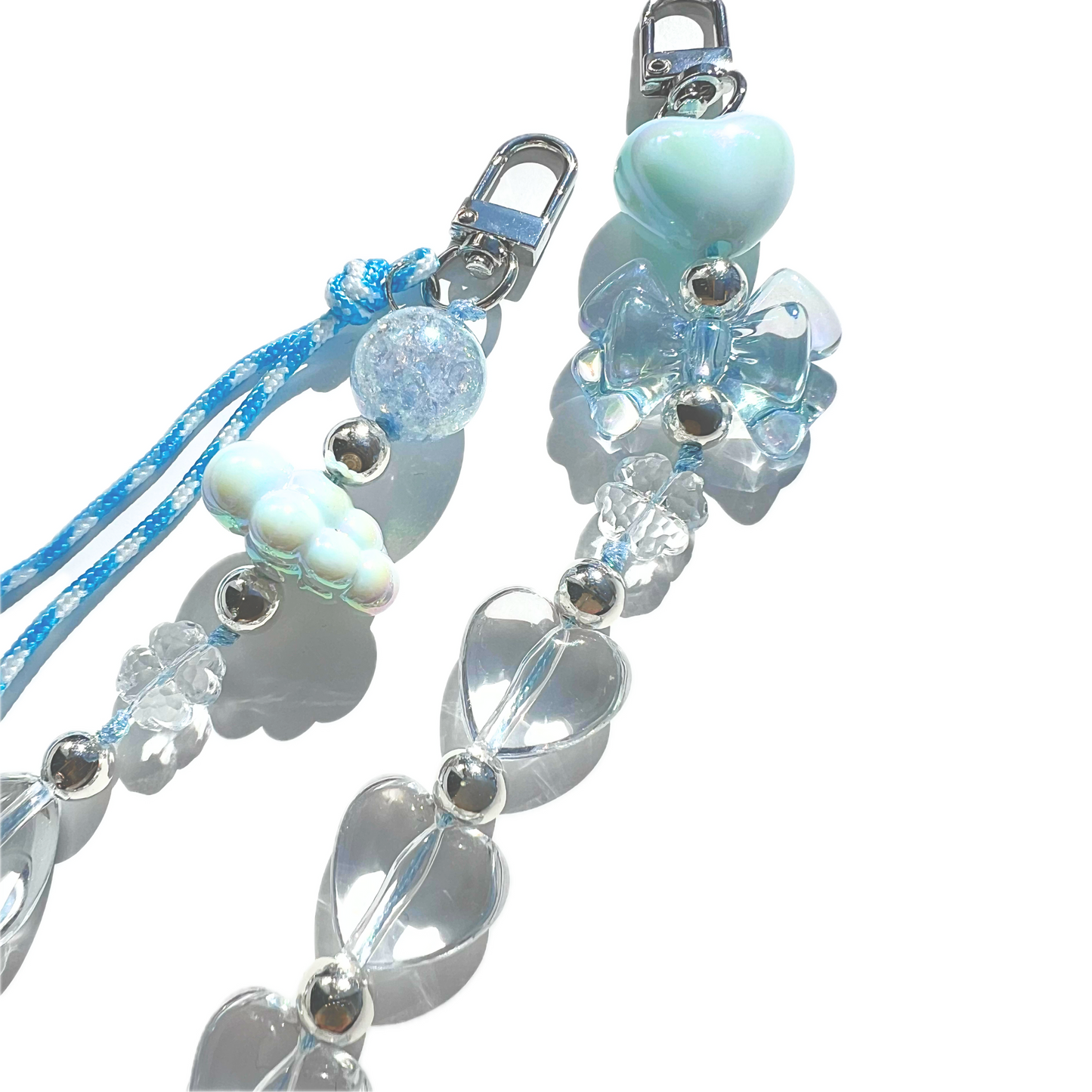 Dreamy Cloud Blue & Translucent Hearts Bag Charm