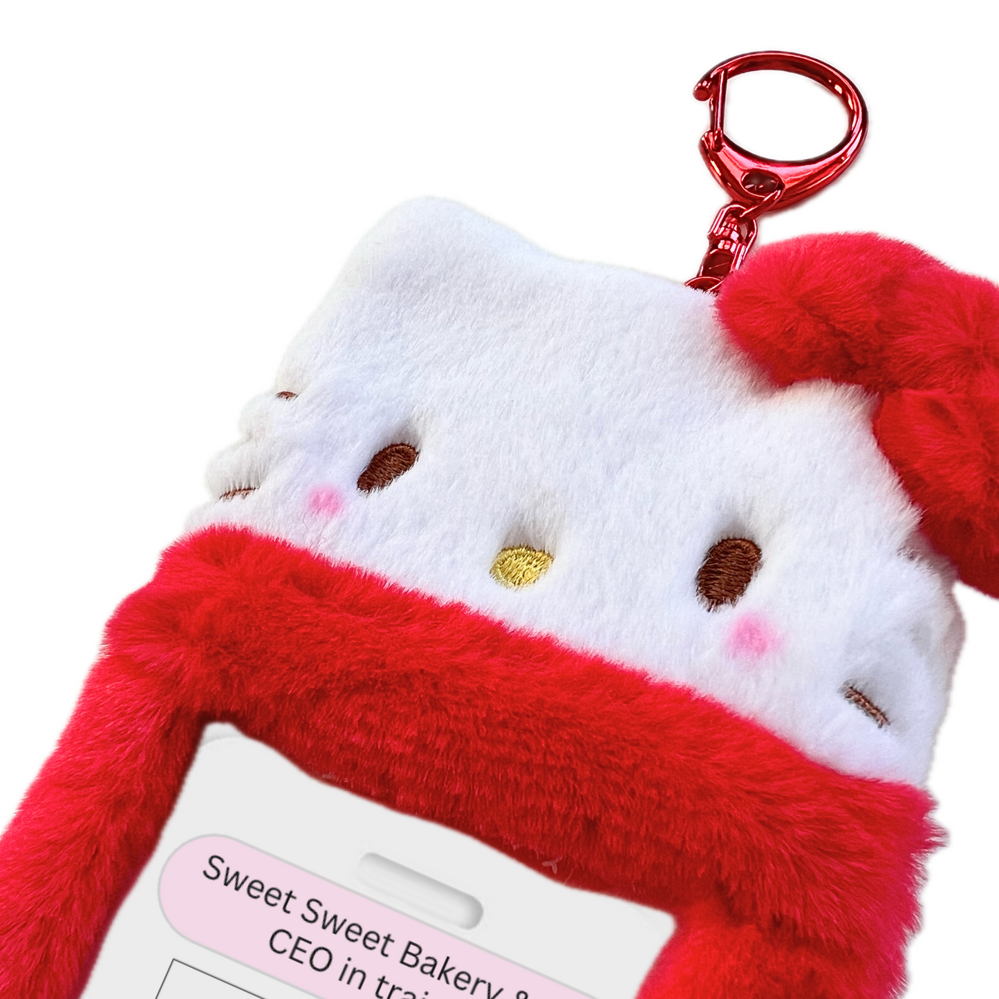 cute red hello kitty plush ID badge photocard holder keychain