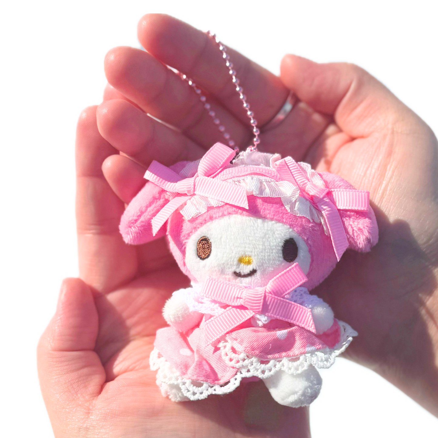 Pink My Melody Lolita Plush Ball Chain Bag Charm
