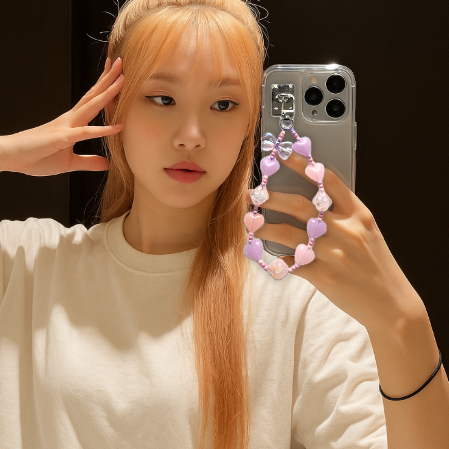 Korean Style pink phone charm selfie