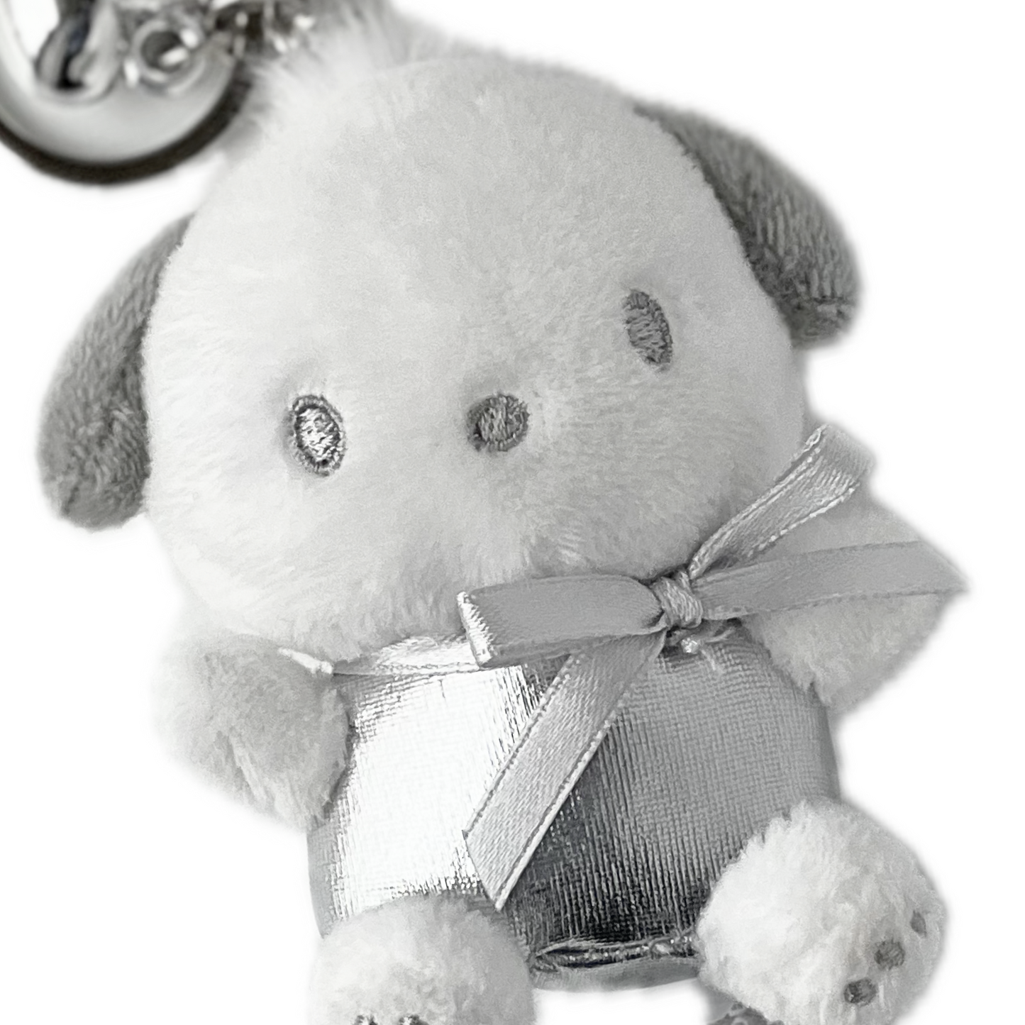 Sanrio Silver Pochacco Plush with Metallic Heart Keychain