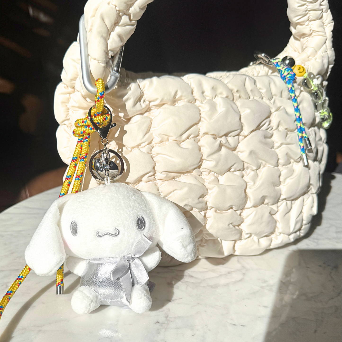 Y2K Silver Cinnamoroll Large Plush Keychain Bag Charm