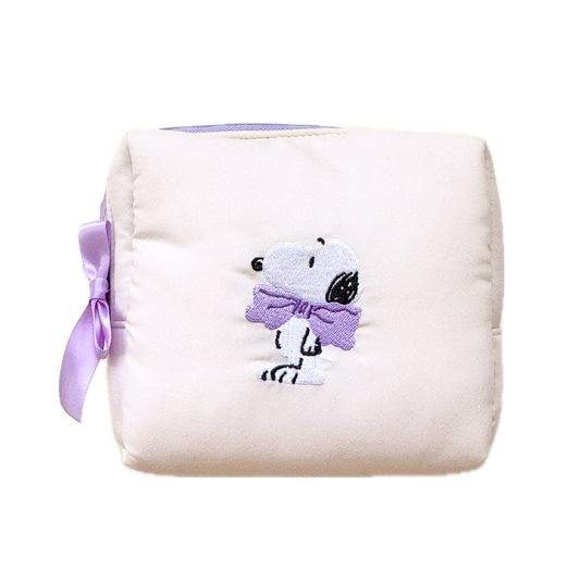 Snoopy Soft Lavender Plush Bow Pouch