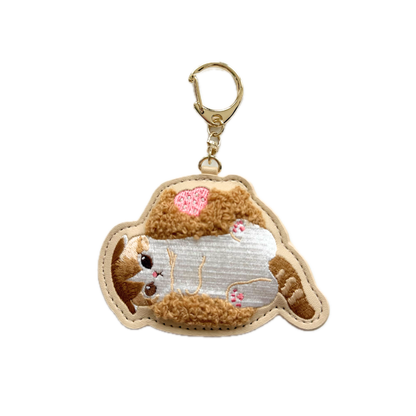 Mofusand Strawberry Shortcake Embroidered Keychain Bag Charm – Beige
