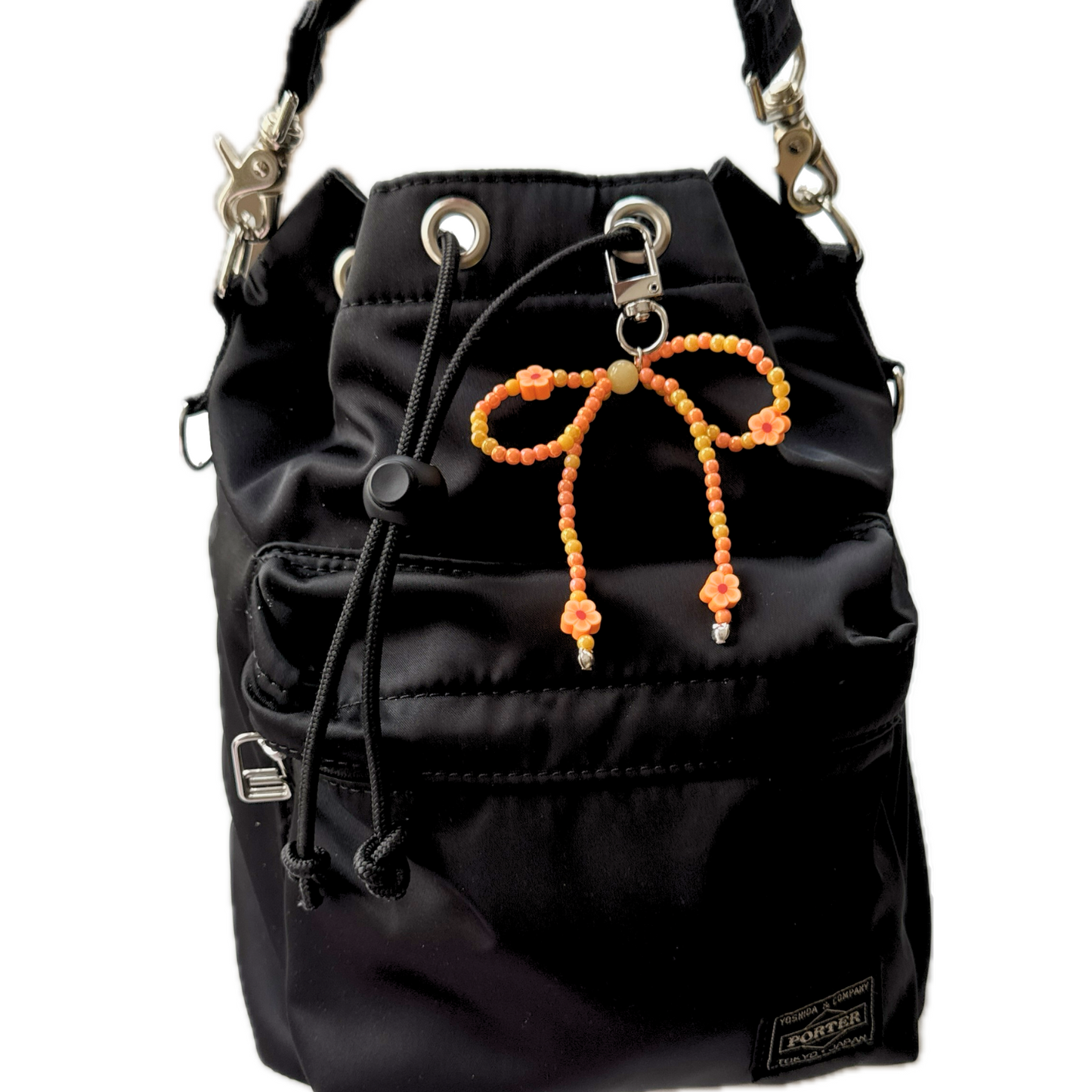 Aloha Orange Beaded Bow Bag Charm/Phone Charm