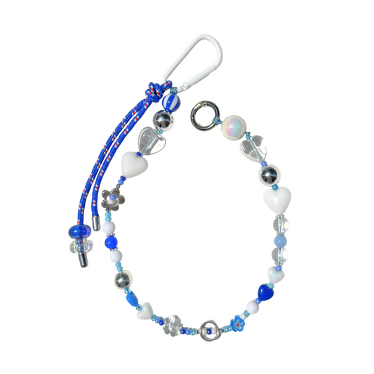 Nautical Bag Charm - Blue & White Seaside Keychain