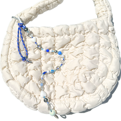 Nautical Bag Charm - Blue & White Seaside Keychain