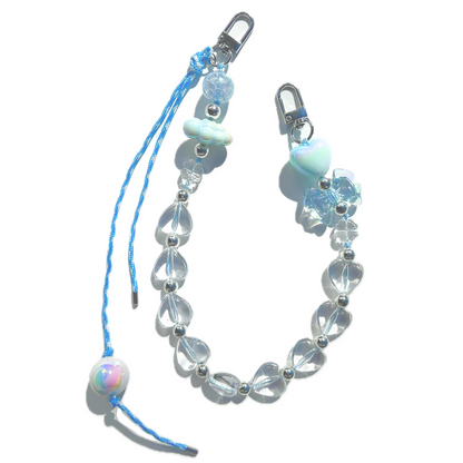 Dreamy Cloud Blue & Translucent Hearts Bag Charm