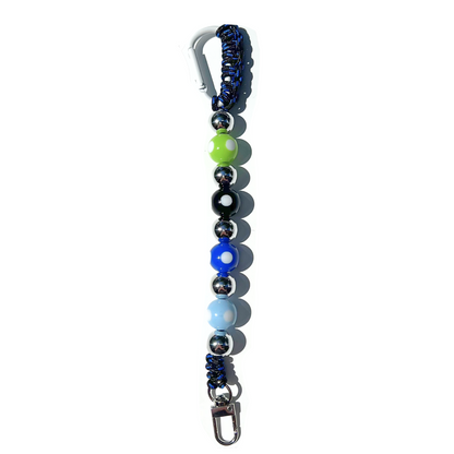 Black Paracord Carabiner – Handmade Beaded Polka Dot Keychain