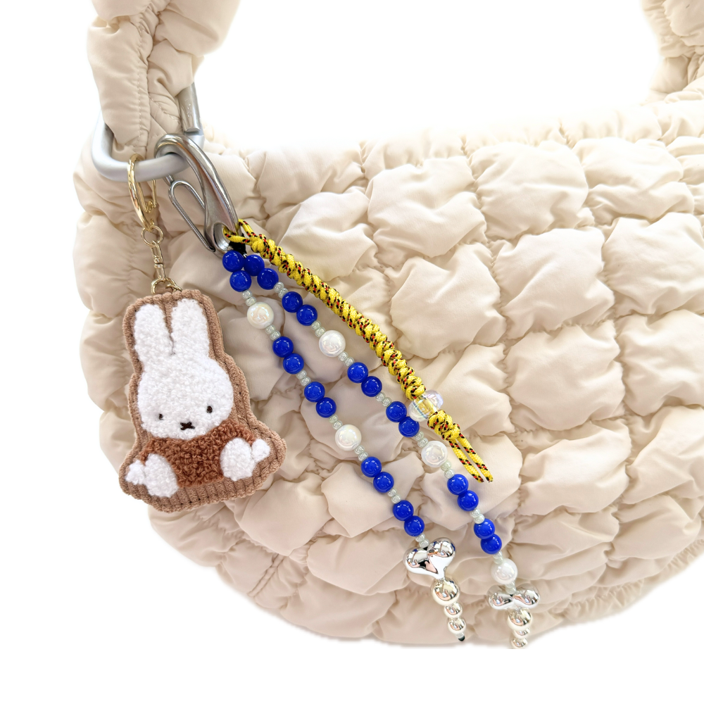 Cute Miffy Brown Faux Leather brown Corduroy Bag Charm
