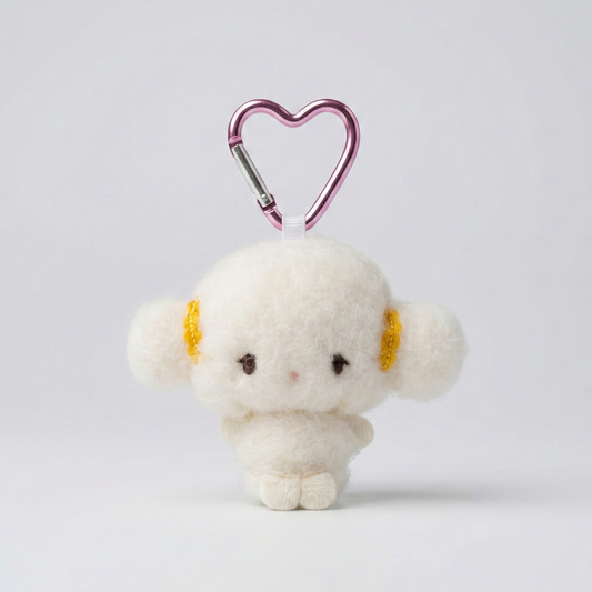 Cogimyun Heart Carabiner Pink Bag Charm from Sanrio. Cute and fluffy plush purse charm