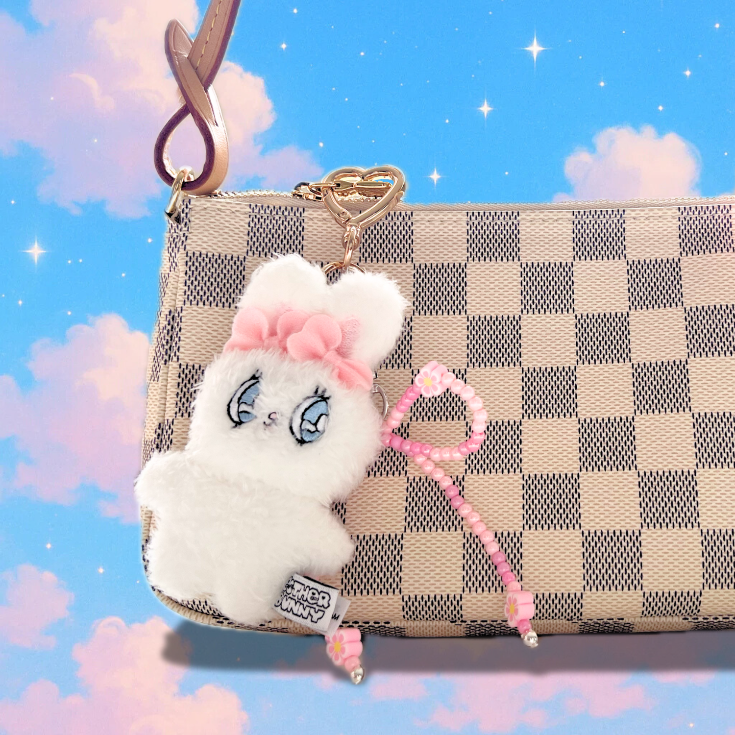 Korean pink bunny character Esther Bunny bag charm