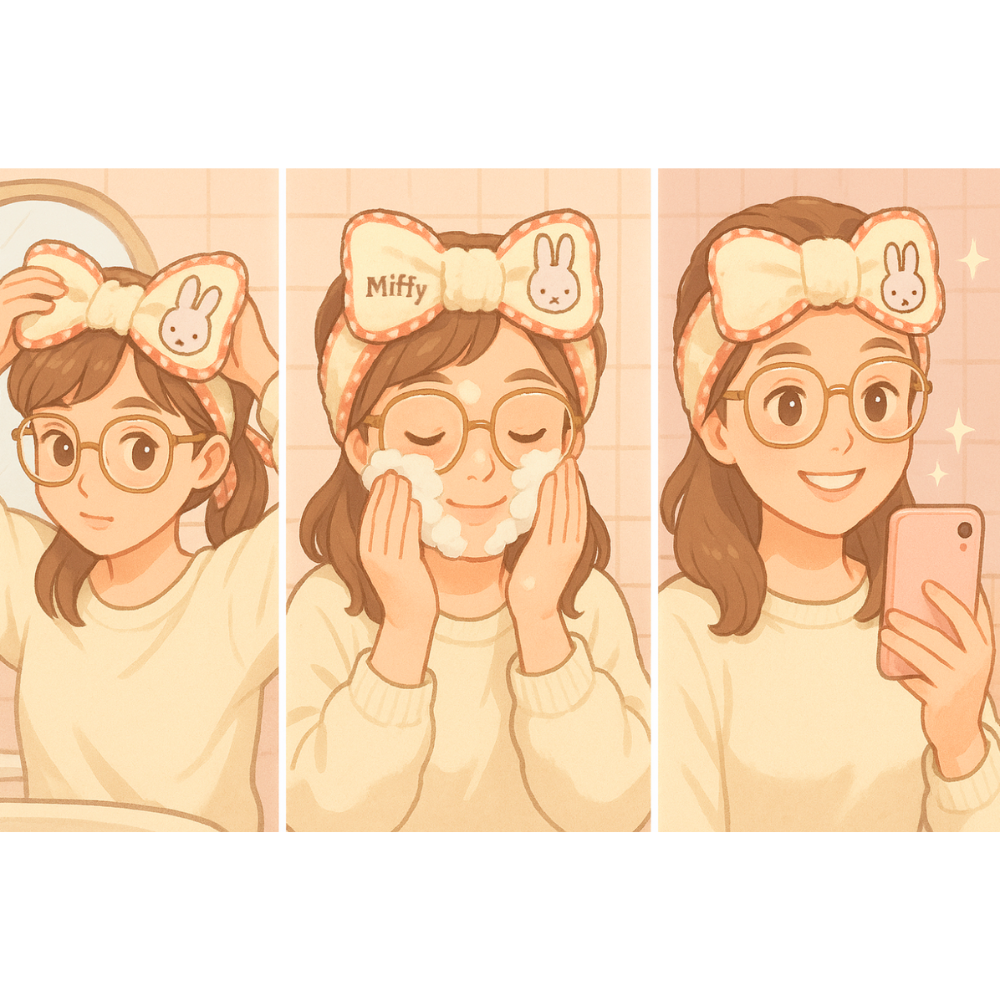 how to use Miffy spa headband illustration