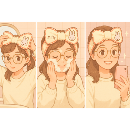how to use Miffy spa headband illustration