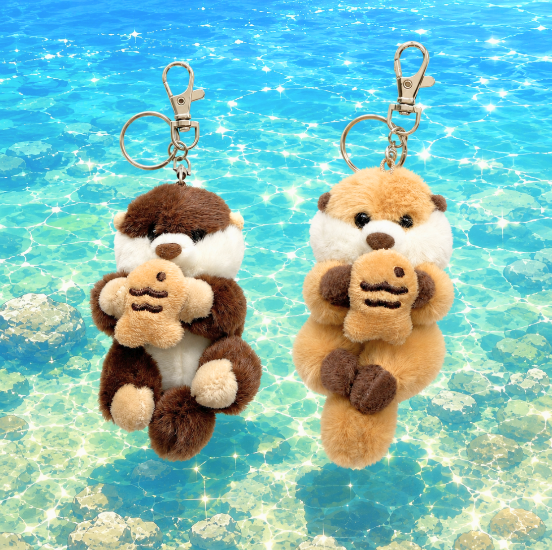 Rakko-san Likes Taiyaki - Sea Otter Plush Keychain Bag Charm (Dark Brown)