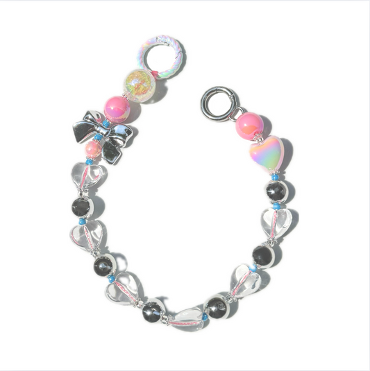 Kawaii Pink Beaded Bag Charm - Pink Galaxy