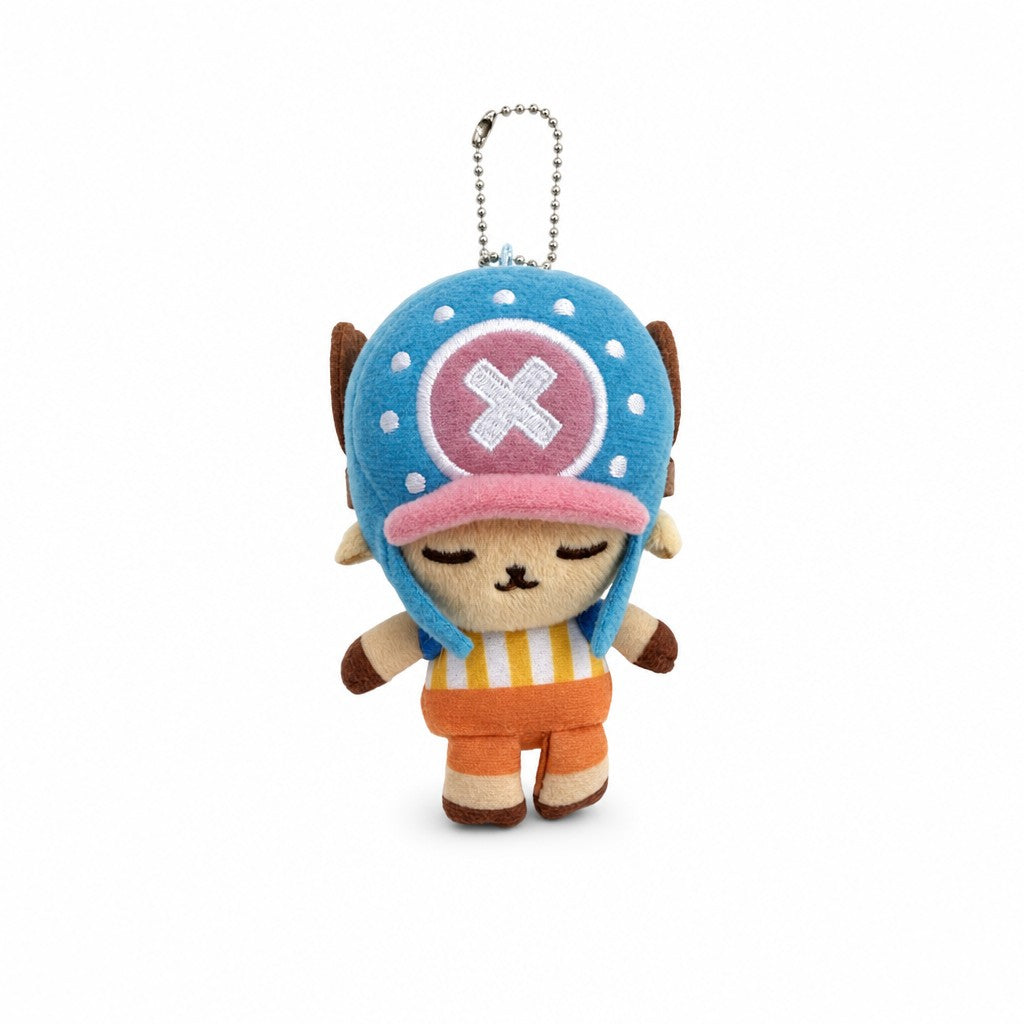 One Piece Tony Tony Chopper plush keychain bag charm with embroidered details and silver ball chain