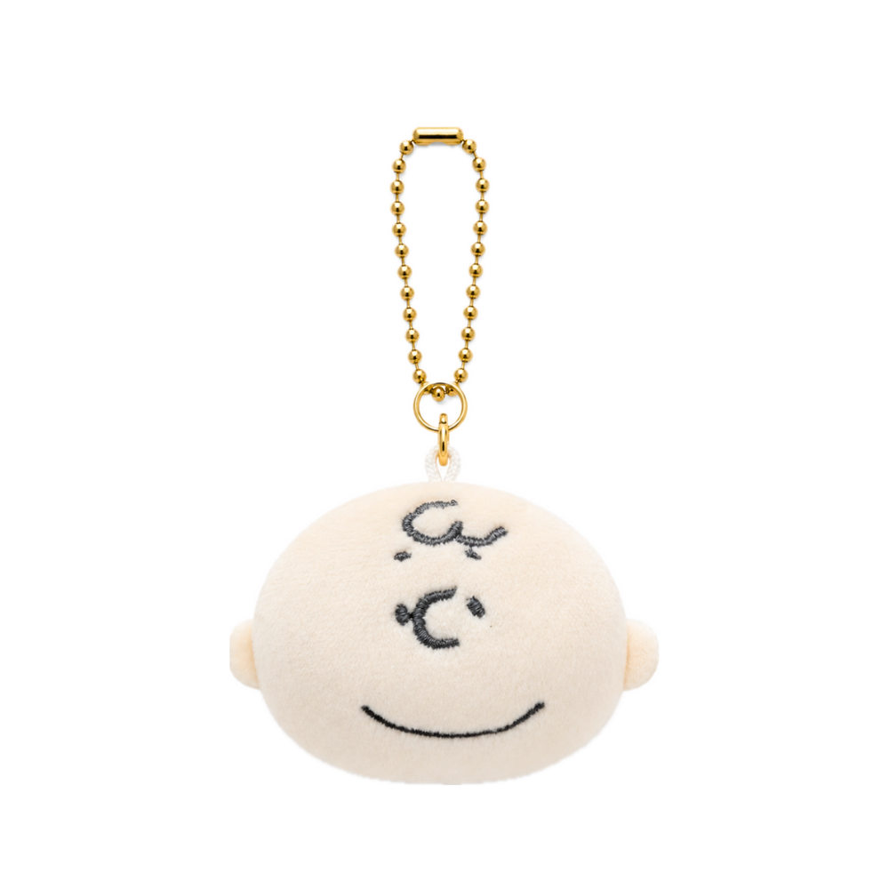 Peanuts Charlie Brown mini plush keychain bag charm with embroidered face and gold-tone ball chain