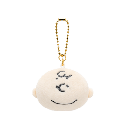 Peanuts Charlie Brown mini plush keychain bag charm with embroidered face and gold-tone ball chain