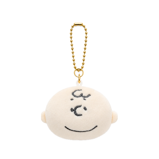 Peanuts Charlie Brown mini plush keychain bag charm with embroidered face and gold-tone ball chain
